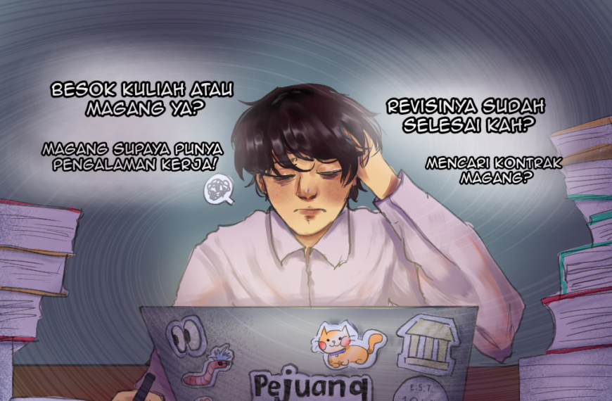 Ilustrasi mahasiswa yang dituntun banyak hal, baik akademik maupun rencana kerja akibat MBKM